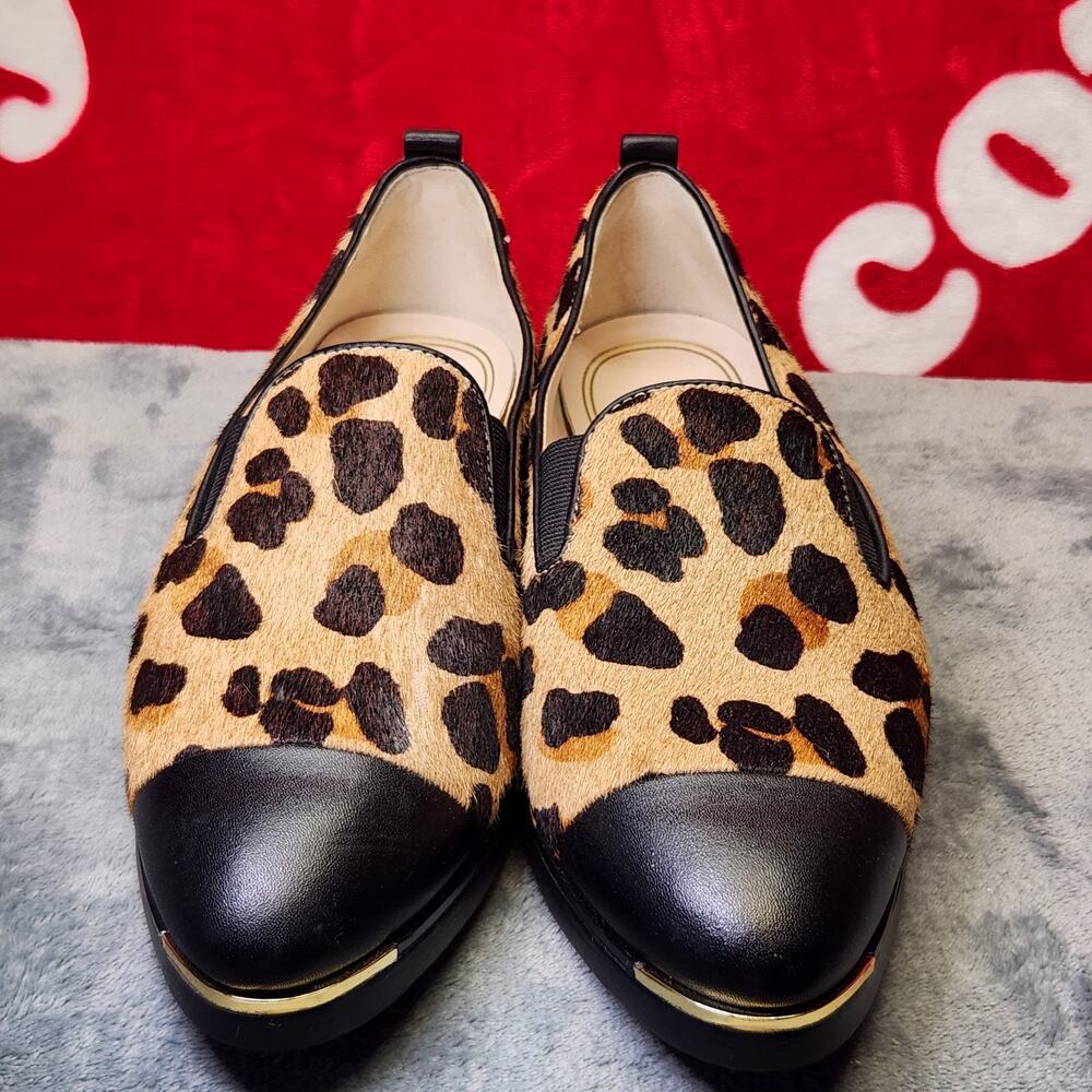 Cole Haan Grand Ambition 8.5 Leopard Haircalf Loafer Women Slip On Comfort Flats